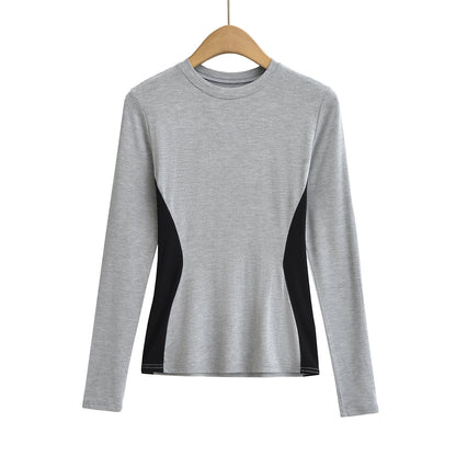 Elastic Slim Fit Color Block Long Sleeve T-Shirt | Tajstylo