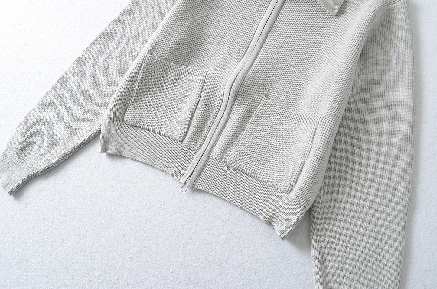 Zipper Lapel Long Sleeve Pocket Top | Tajstylo