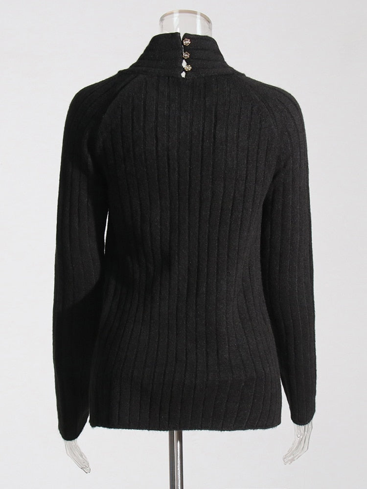 Woman wearing Hollow Out Knit T-Shirt in a casual setting