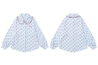 Loose Fit Peter Pan Collar Cotton Shirt | Tajstylo
