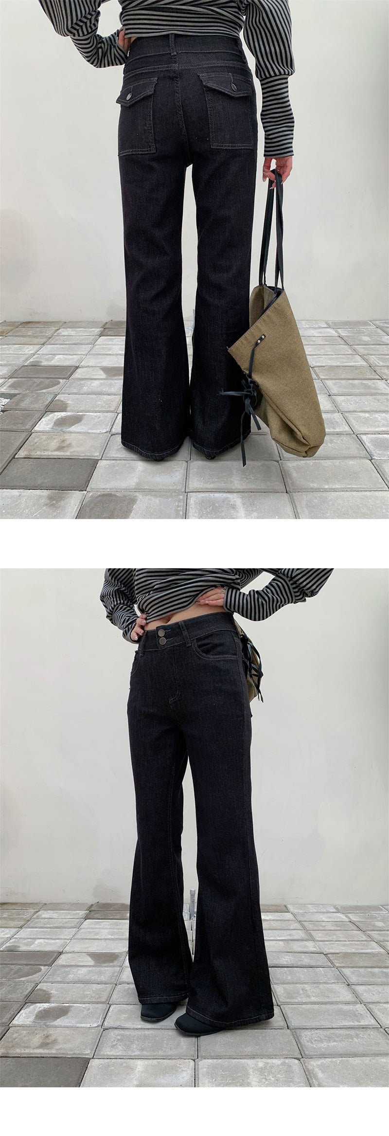 Retro Double Buckle Flared Jeans | Tajstylo