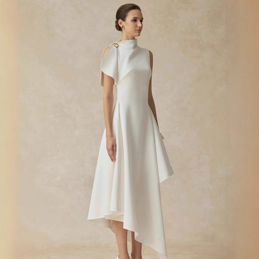 Long Fitted Dress with Irregular Hem | Tajstylo