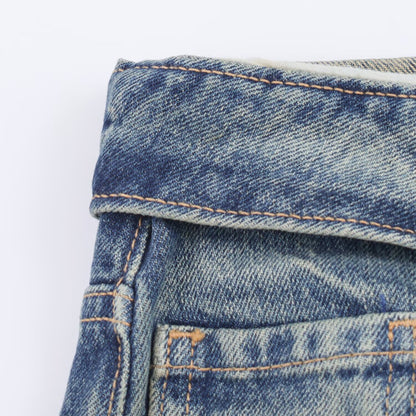 High Waist Long Polyester Jeans | Tajstylo