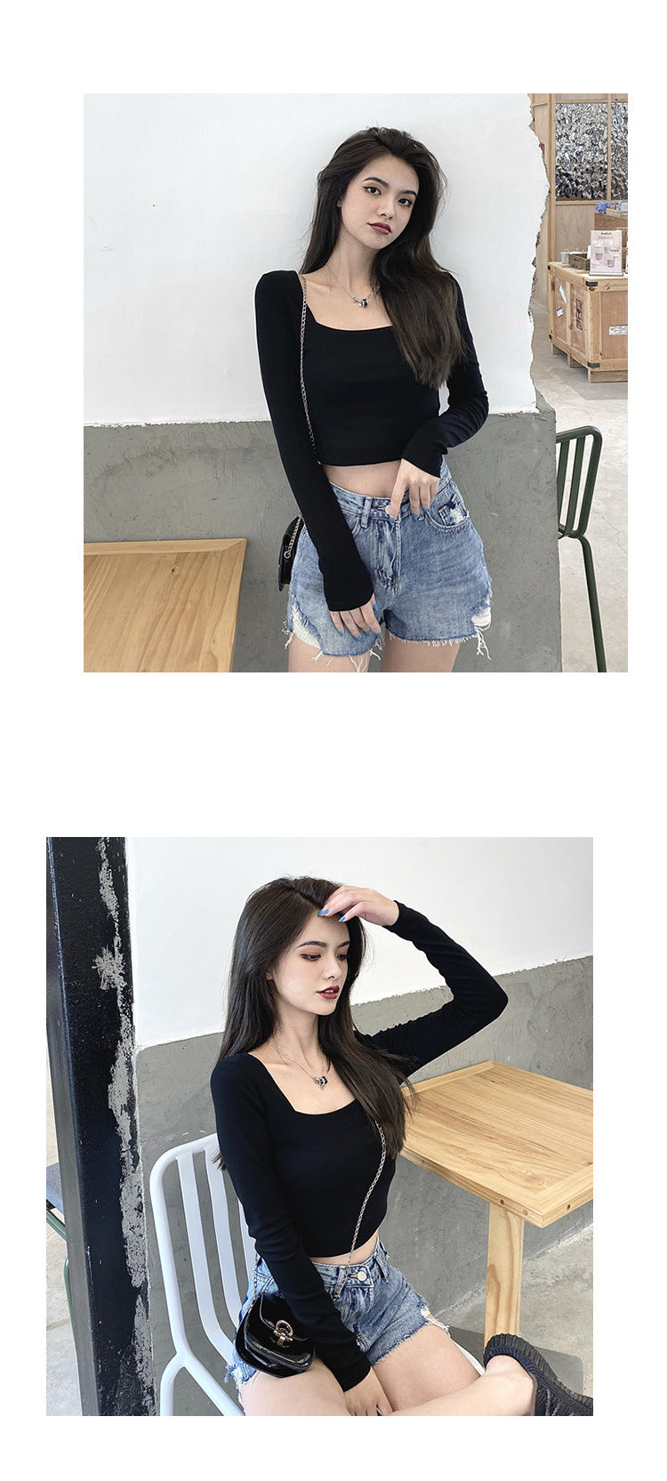 Slim Fit Round Neck Long Sleeve Basic T-Shirt | Tajstylo