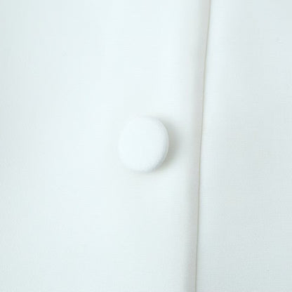 White Stand Collar Waist Cinching Dress | Tajstylo