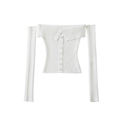 Woman wearing Women's Elastic One-Shoulder Slim Fit Top in a casual setting