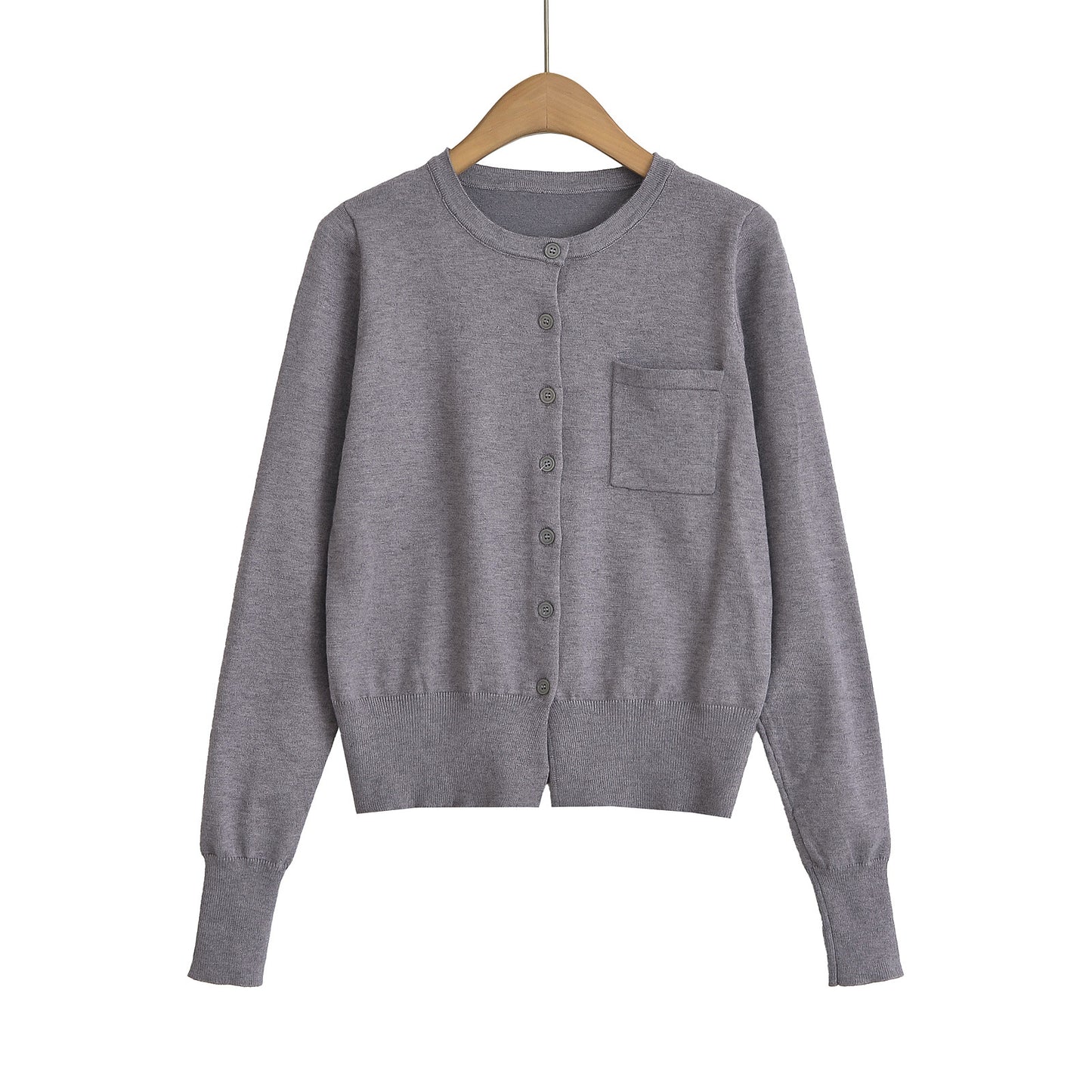 Round Neck Long Sleeve Shirt with Pocket | Tajstylo