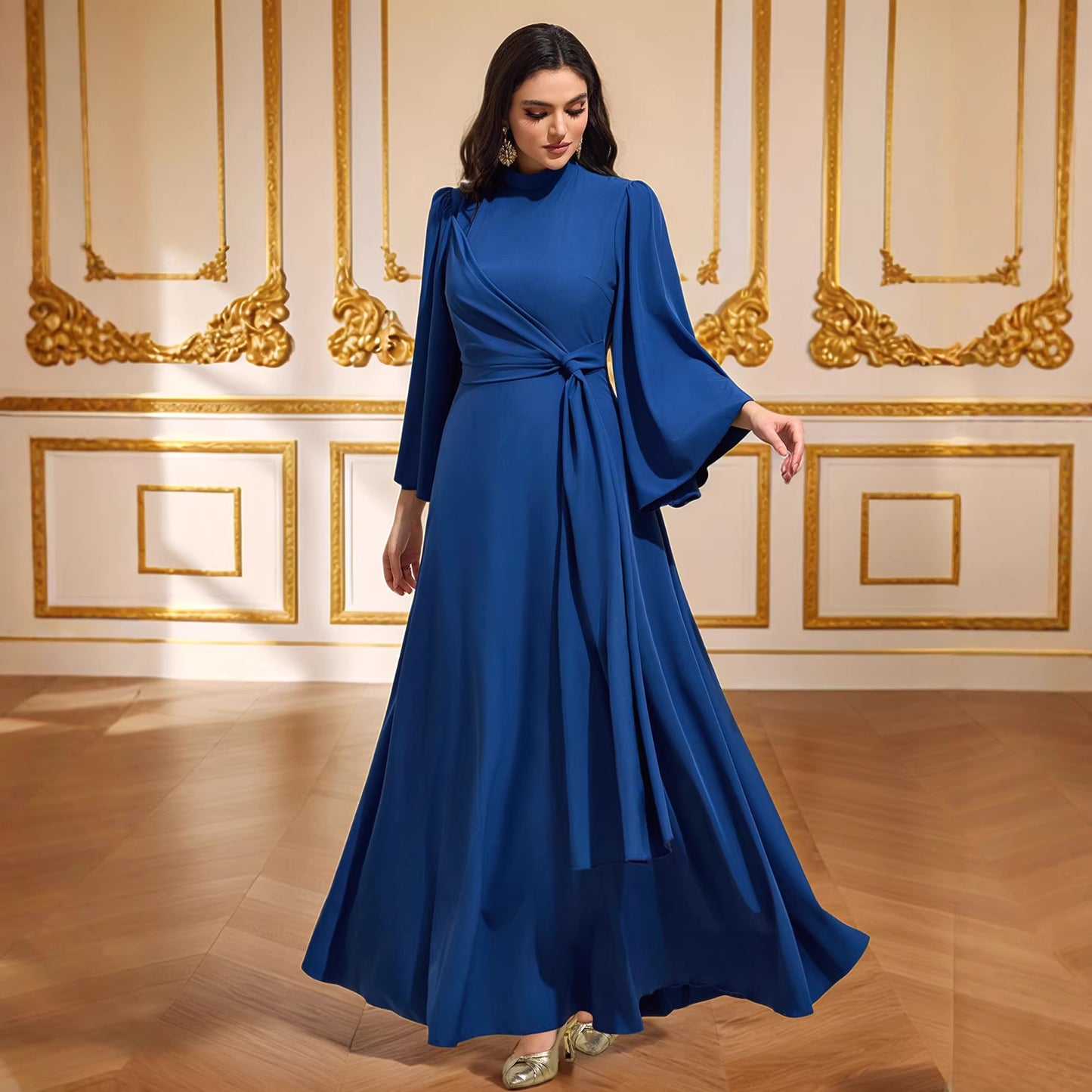 Solid Color Elegant Waist Cinching Dress | Tajstylo