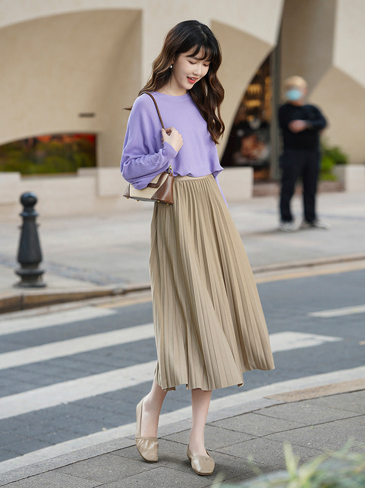 Solid Pleated Skirt for Women | Tajstylo