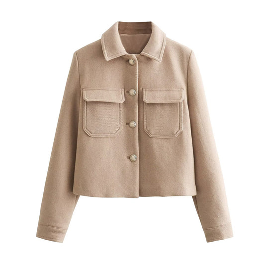 Collar Pocket Decorative Jacket | Tajstylo