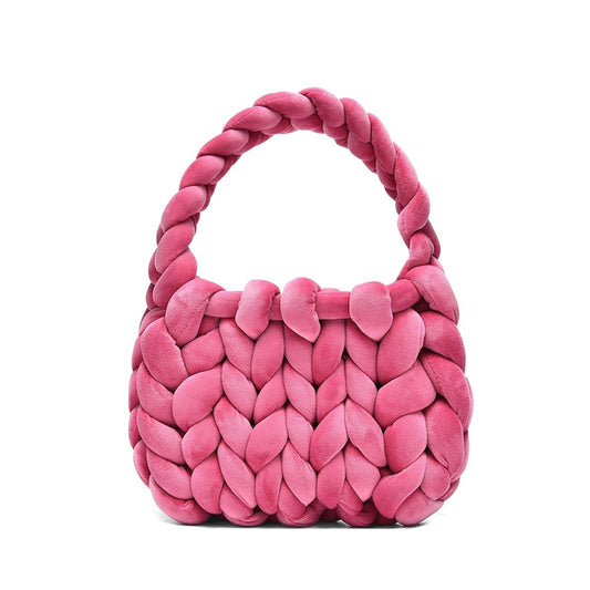 Women's DIY Hand-Woven Crystal Velvet Crossbody Shoulder Bag – Front View | TajStylo