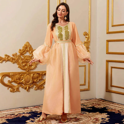 Belted Long Sleeve Robe Dress | Tajstylo