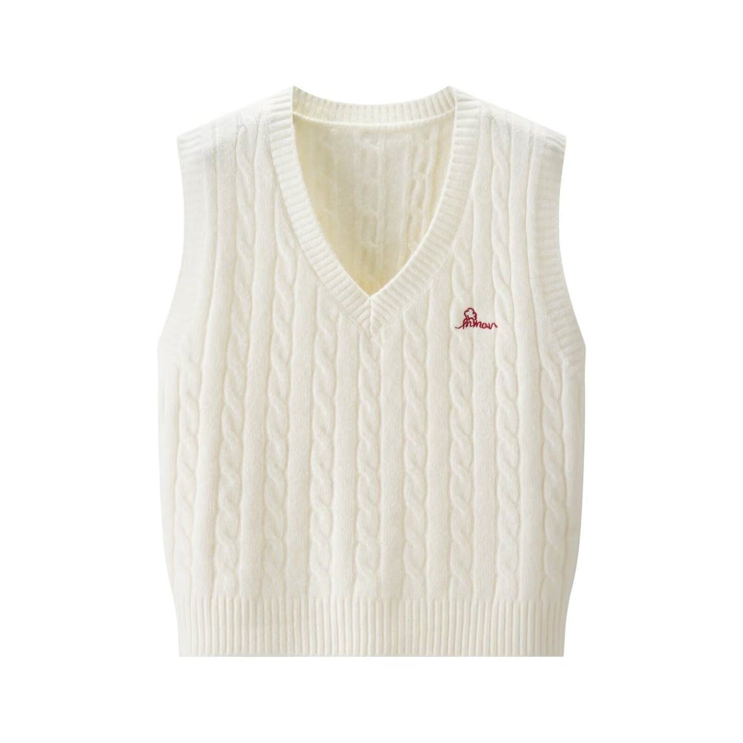 V-Neck Cable Knit Sleeveless Vest | Tajstylo