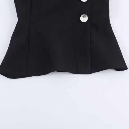 One Shoulder Sleeveless Button Up Top | Tajstylo