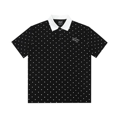 Polka Dot Color-Block Collar Sweater | Tajstylo