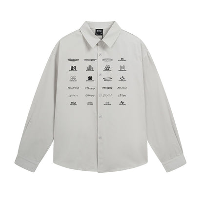 Logo Letter Printed Long Sleeve Shirt | Tajstylo