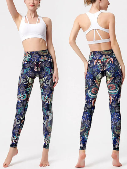 Woman wearing Printed High Waist Active Leggings in an active setting