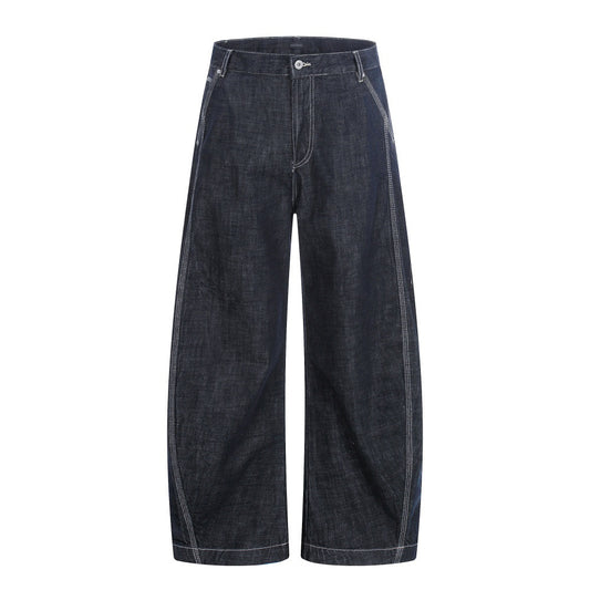 Woman wearing Machete Loose Fit Denim Pants in a casual setting