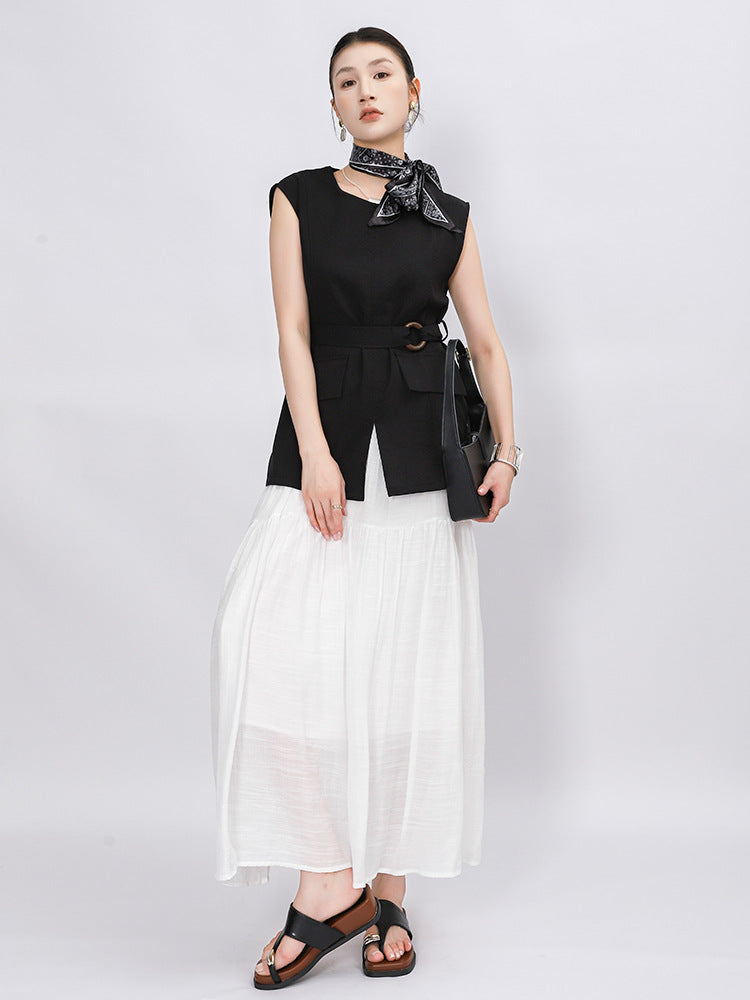 Belt Double Pocket Skirt | Tajstylo