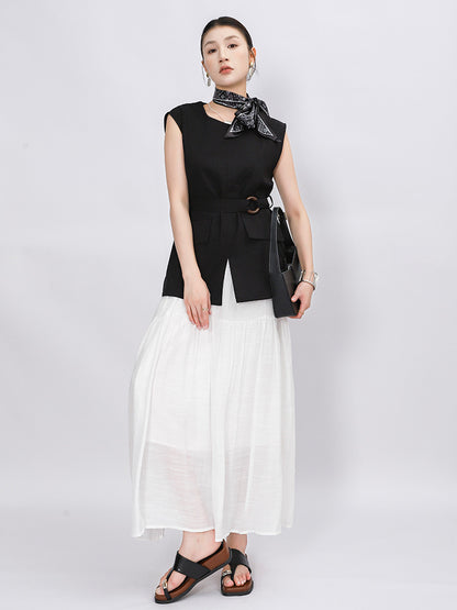 Belt Double Pocket Skirt | Tajstylo