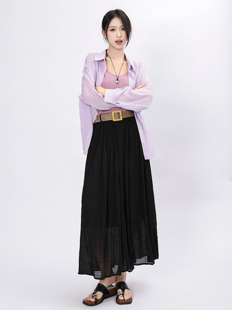 Solid Color A-Line Skirt | Tajstylo