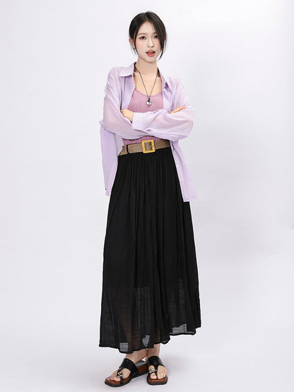 Solid Color A-Line Skirt | Tajstylo