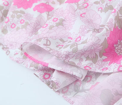 Floral A-Line Long Dress with Puff Sleeves | Tajstylo