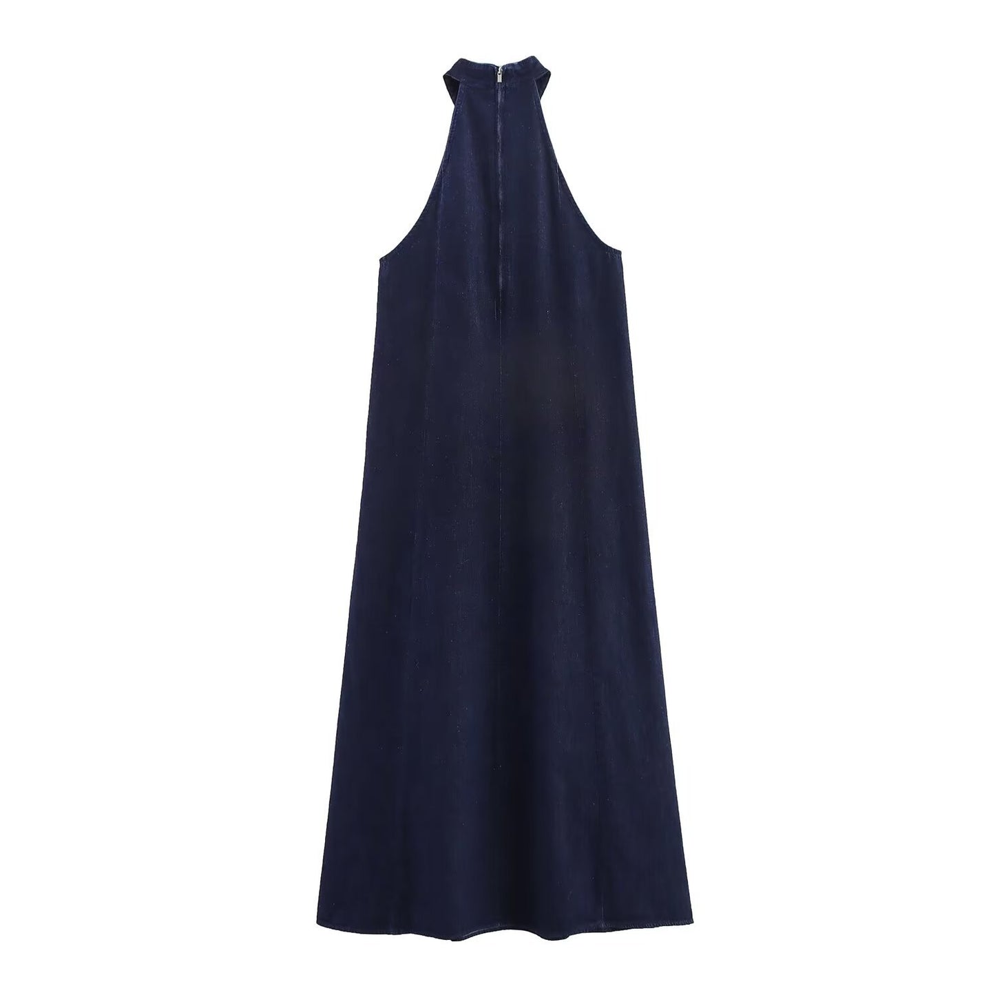 Halter Neck Denim Dress | Tajstylo