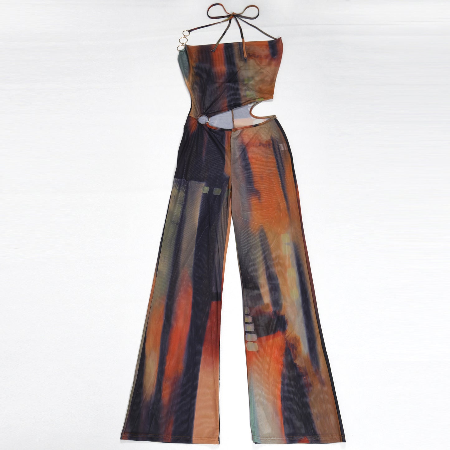 Flattering Mesh Printed Jumpsuit | Tajstylo