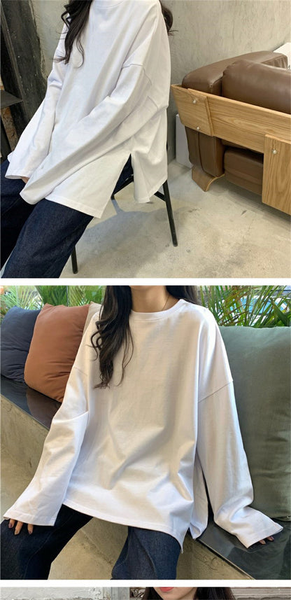 Split Color Long Sleeve T Shirt | Tajstylo