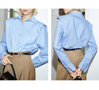 Elegant Long Sleeve Lapel Blouse | Tajstylo
