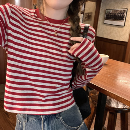 Stripe Long Sleeve Crop Top | Tajstylo