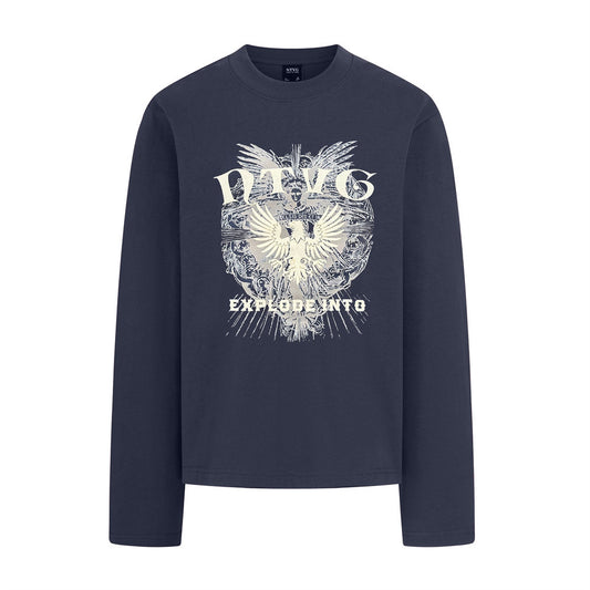 Woman wearing Totem Printed Long Sleeve Tee in casual setting