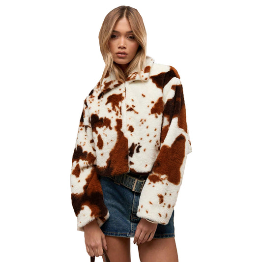 Printed Fleece Cardigan Jacket | Tajstylo