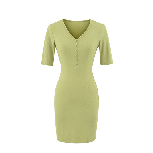 V-Neck Fitted Bodycon Dress | Tajstylo