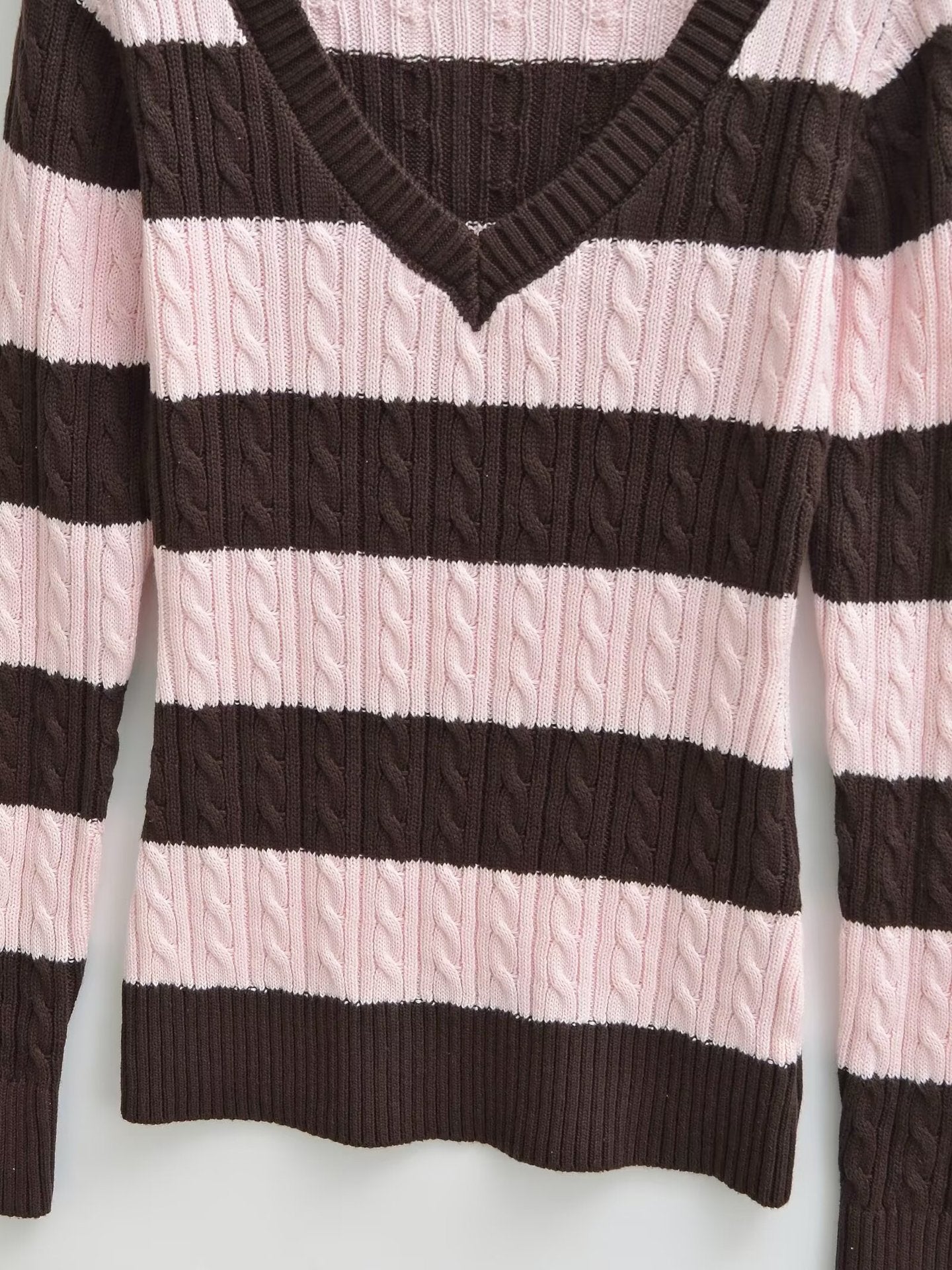 Slim Fit V-Neck Striped Sweater | Tajstylo