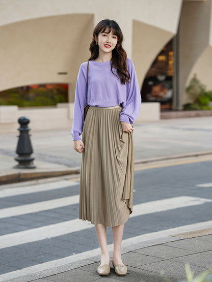 Solid Pleated Skirt for Women | Tajstylo