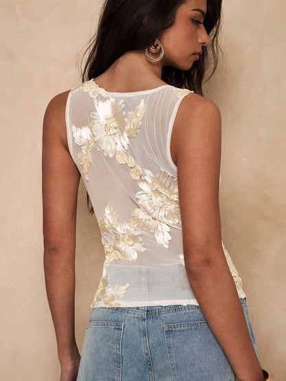 Floral Mesh Slimming Vest | Tajstylo