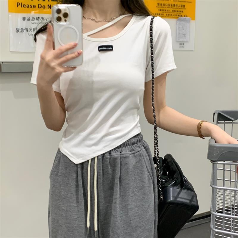 Irregular Design Short Sleeve Crop Top | Tajstylo