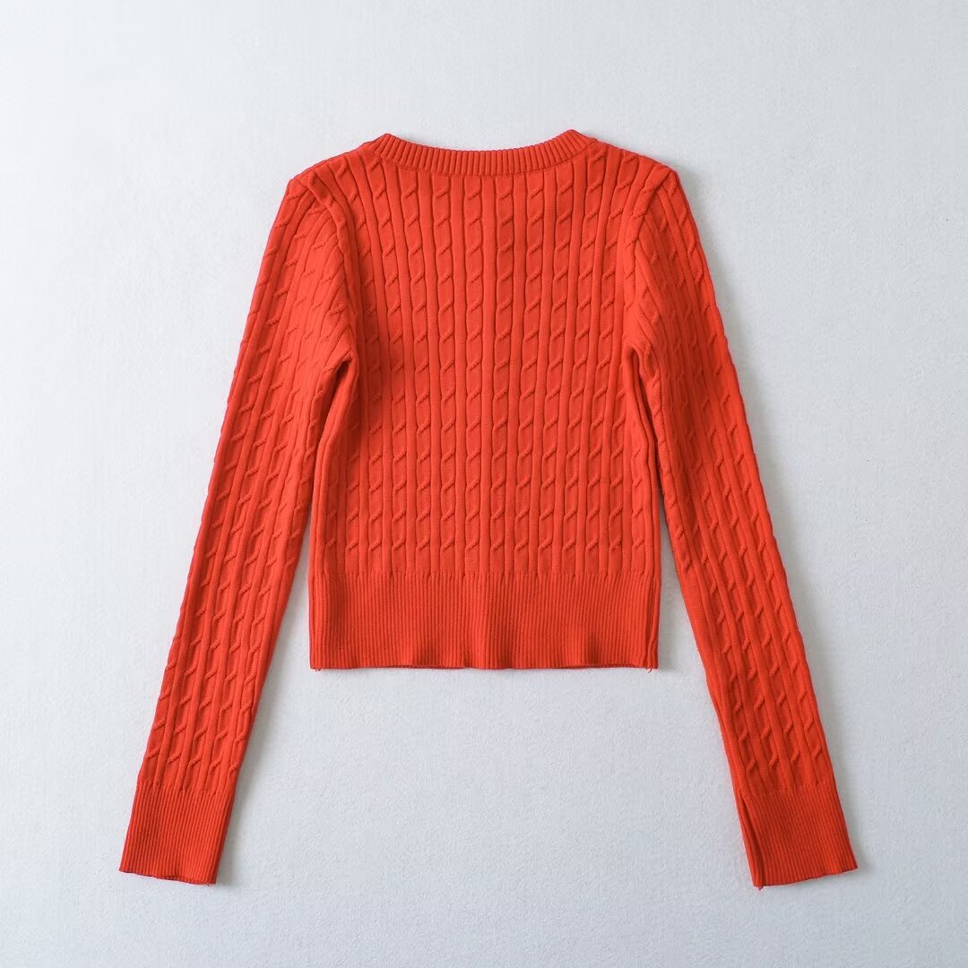 Round Neck Long Sleeve Cardigan Sweater | Tajstylo