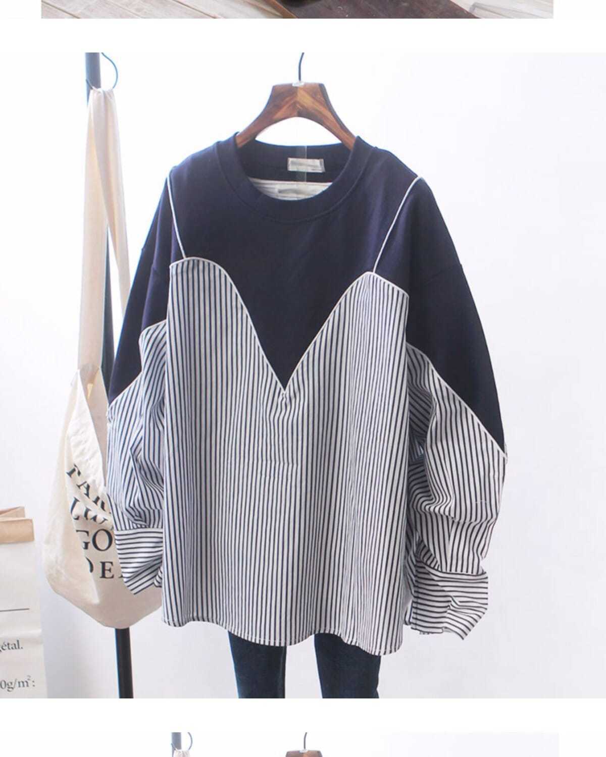 Patchwork Striped Oversized Hoodie | Tajstylo