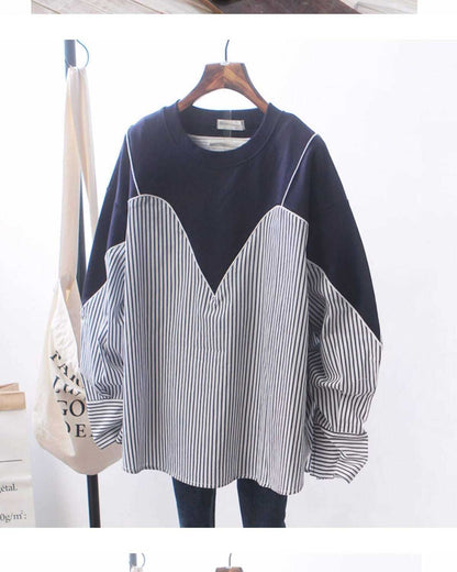 Patchwork Striped Oversized Hoodie | Tajstylo