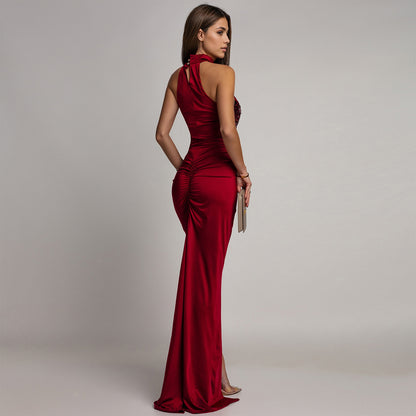 Fitted Sequin Velvet Split Dress | Tajstylo
