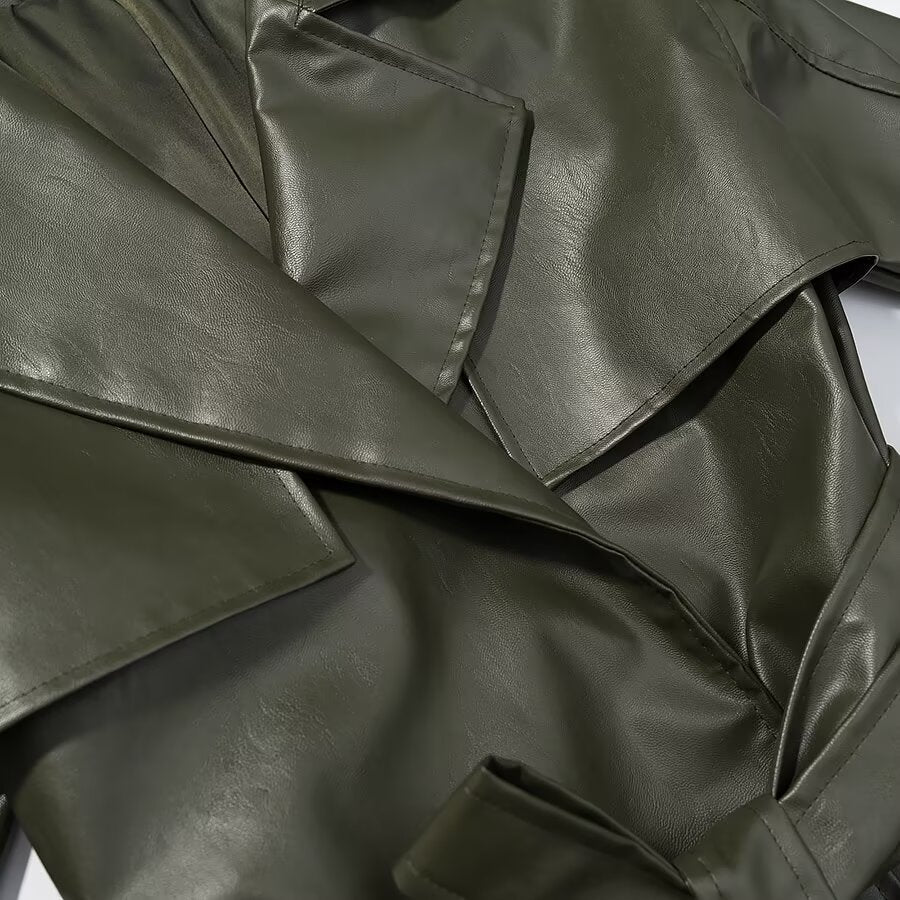 Long Lace Up Leather Jacket | Tajstylo