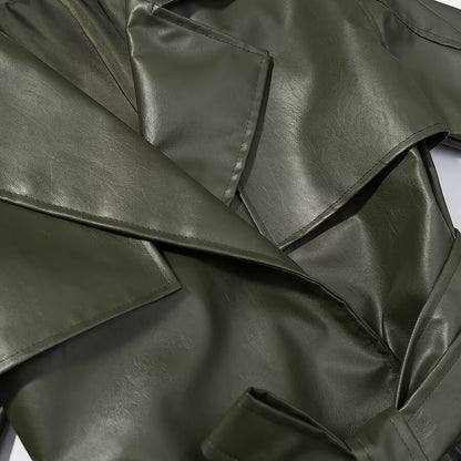 Long Lace Up Leather Jacket | Tajstylo