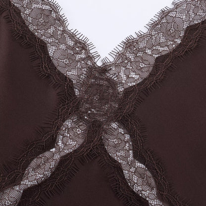 Lace Satin Texture Suspender Dress | Tajstylo