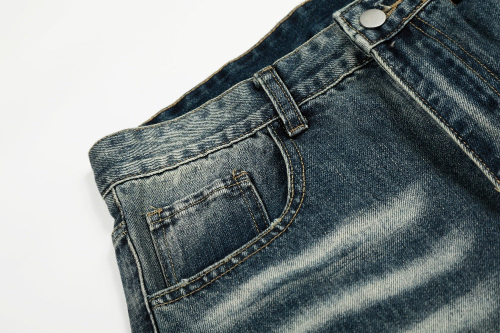 Loose Fit Distressed Blue Denim Jeans | Tajstylo