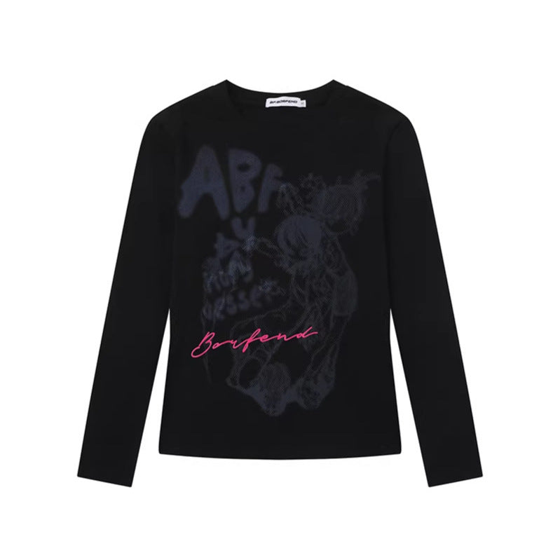 Woman wearing Subculture Graffiti Long Sleeve T-Shirt in a casual setting