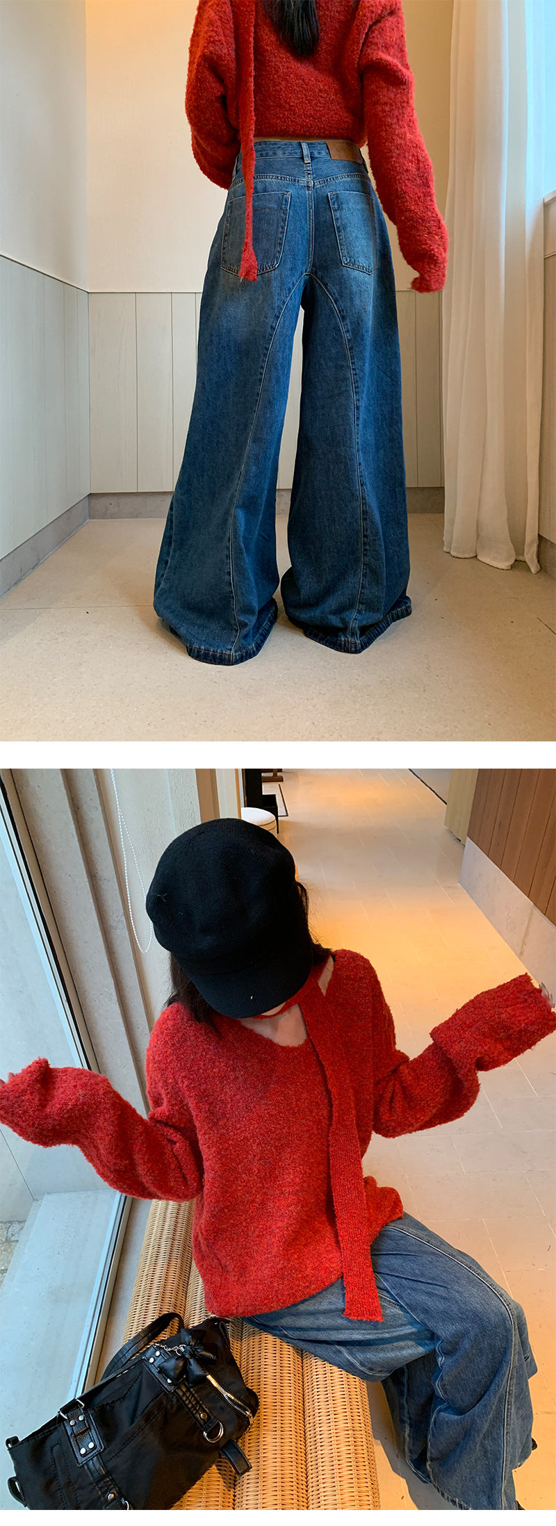 Retro Wide Leg Denim Pants | Tajstylo