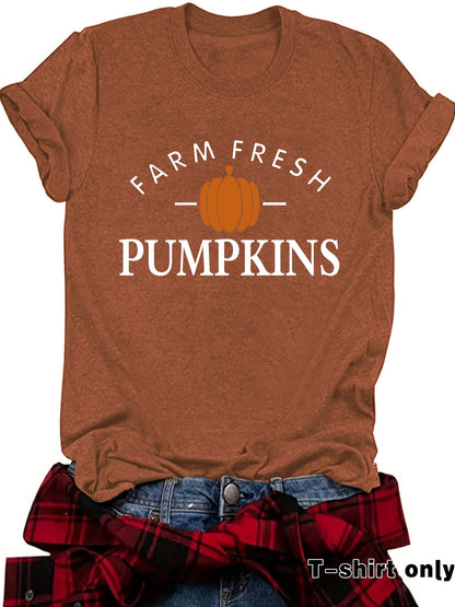 Pumpkin Print Short Sleeve Top | Tajstylo